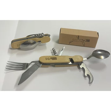 Fa bicska evőeszköz készlettel